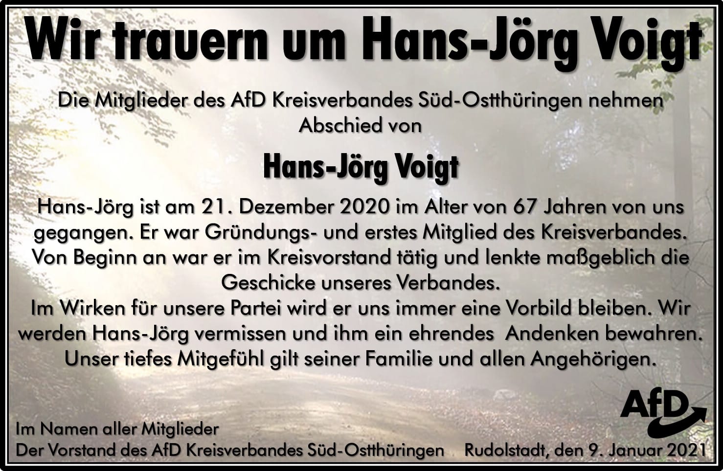 Traueranzeige Hans Jörg Voigt